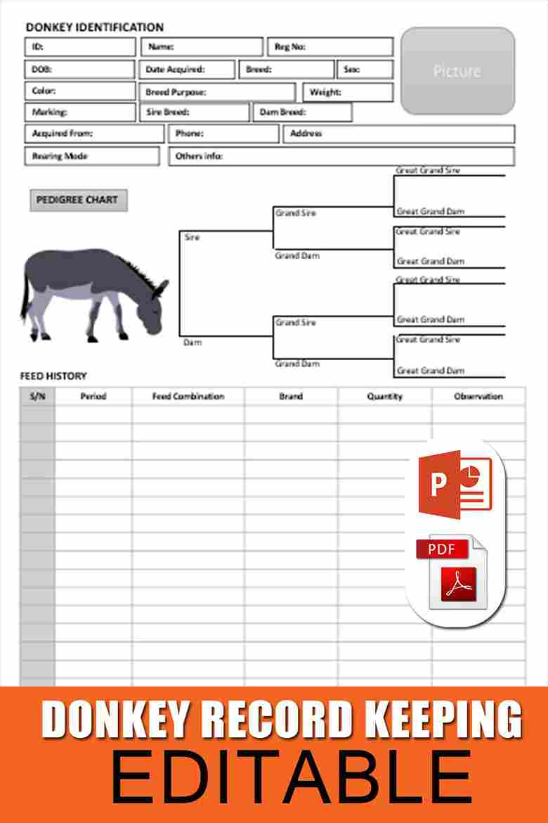Printable Donkey Record Keeping Book
